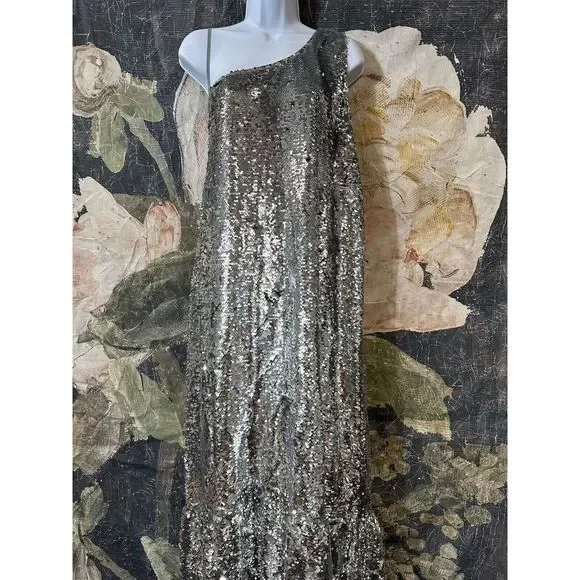 New Anthropologie Maeve One-Shoulder Sequin Dress Size XL